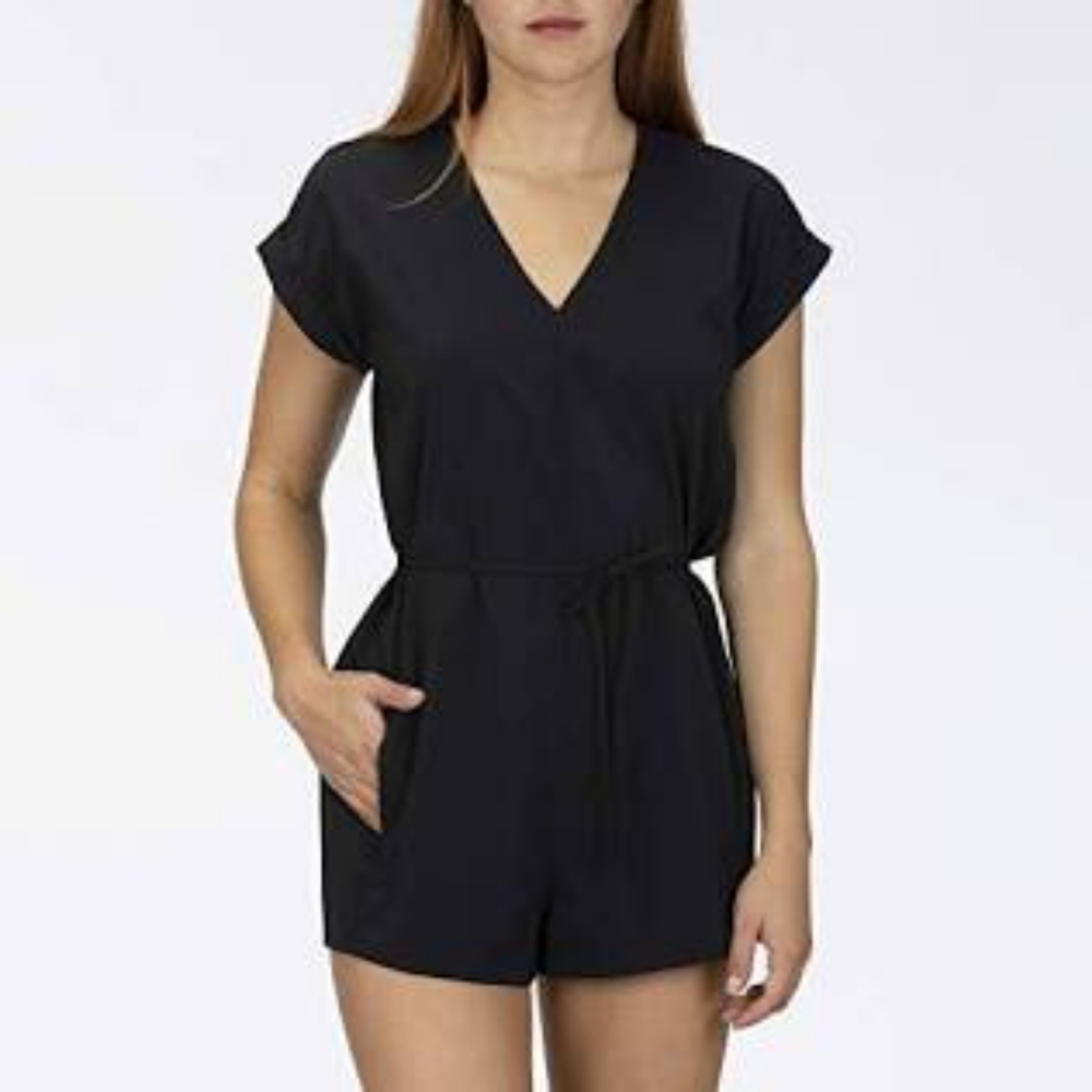 Hurley black back slit shorts romper one piece jumpsuit SMALL